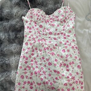 ZARA Floral Pink and White Dress